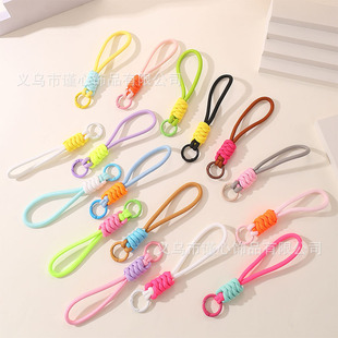 Cross-border Color-matching Knot Short Mobile Phone Lanyard Mobile Phone Chain Doll Water Cup Removable Anti-loss Keychain Lanyard