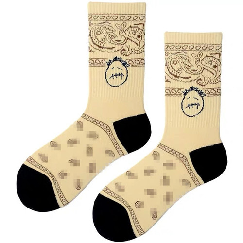 Sneakers spring and summer AJ1 Barb AF1 Grimace DunkSB mid-tube aj6 cashew flower TS brand socks men and women long socks