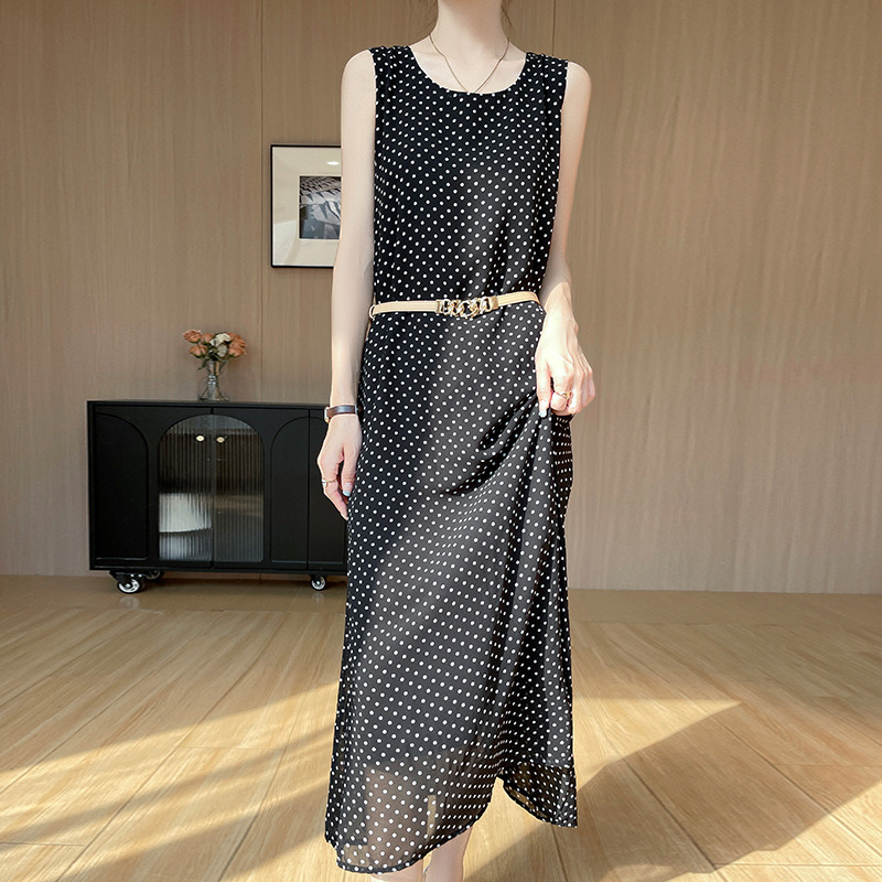 Summer cute elegant long skirt with a round collar