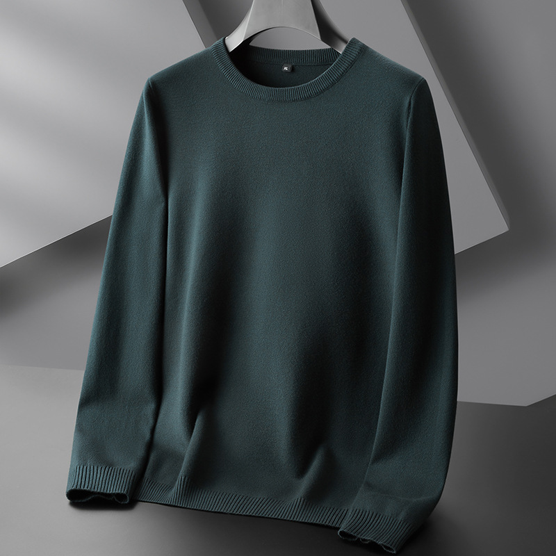 纯色圆领大码毛衣男胖子宽松针织衫加肥加大春天秋季线衫潮流毛衫