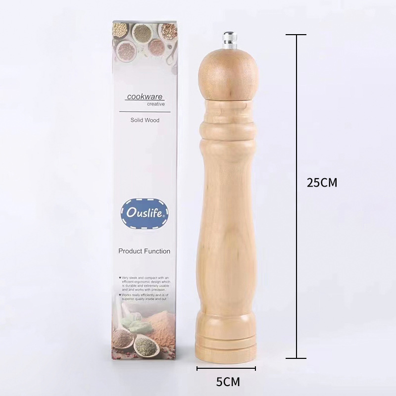 Molinillo de madera de madera real multifunción manual molinillo de pimienta negra molino de especias botella de condimento de cocina
