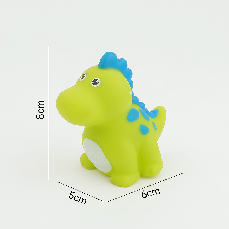 Juegos de agua de venta cruzada de dibujos animados pequeños dinosaurios set animal lindo pellizco pellizco llamó adornos juguetes de baño de pellizco pellizco