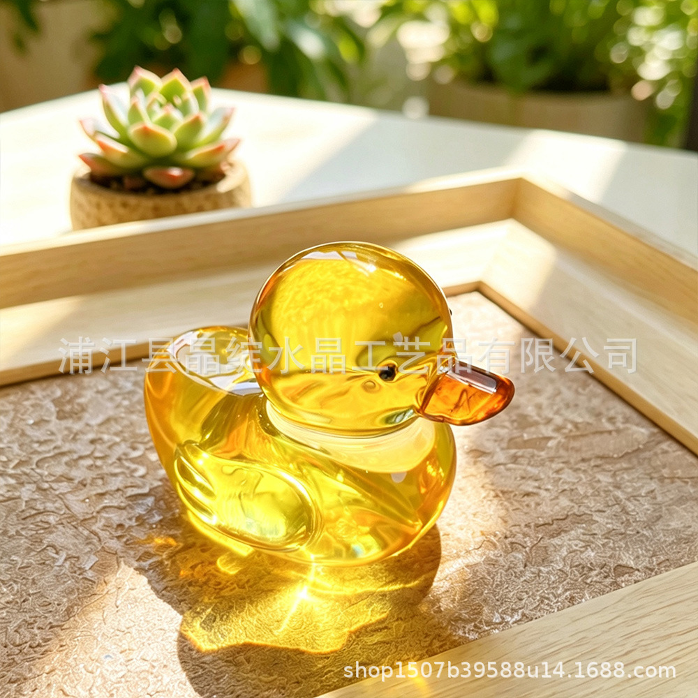 可爱小黄鸭子母鸭卡通水晶摆件家居儿童卧室装饰品水晶工艺品摆件
