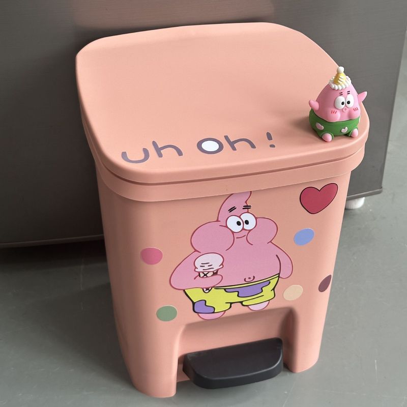 マリオ かわいいゴミ箱 家庭用 リビングルーム 寮用 ユニバーサル 蓋付き 高価値 大容量 足踏み式トイレ|undefined