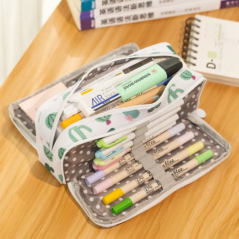 Capacious multilayer Japanese pencil case for students, for secondary school