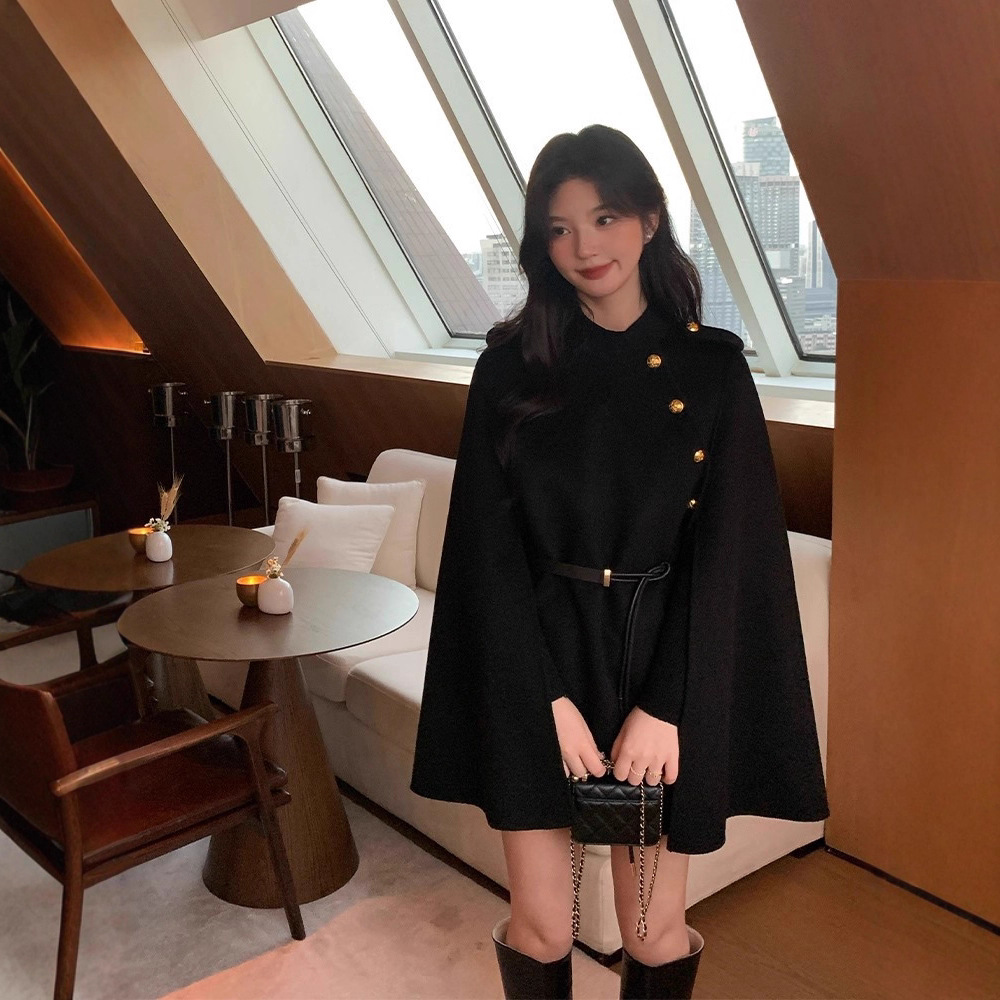 Double-Sided Woolen Cape for Women, New 2025 Wool Coat, Autumn and Winter Style Woolen Jacket