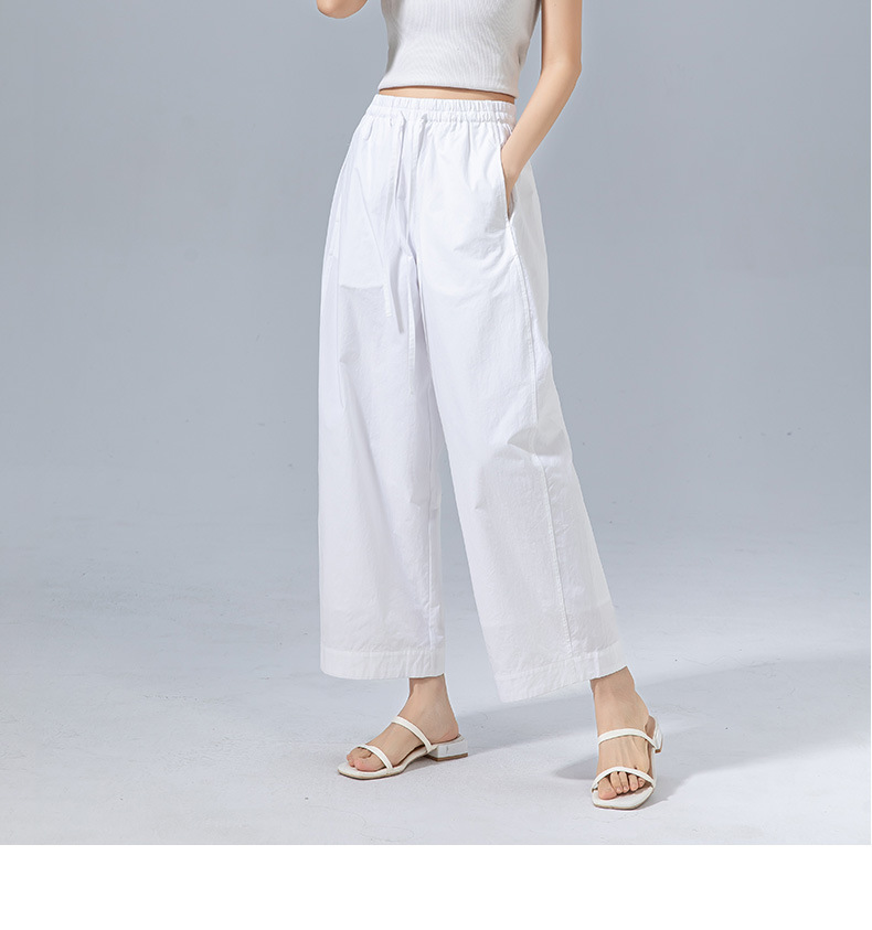 Quần culottes nữ ống rộng cạp thun dây rút, dáng suông rộng, dài 9 phần, chất cotton mềm mại — Ben trắng chi tiết 24