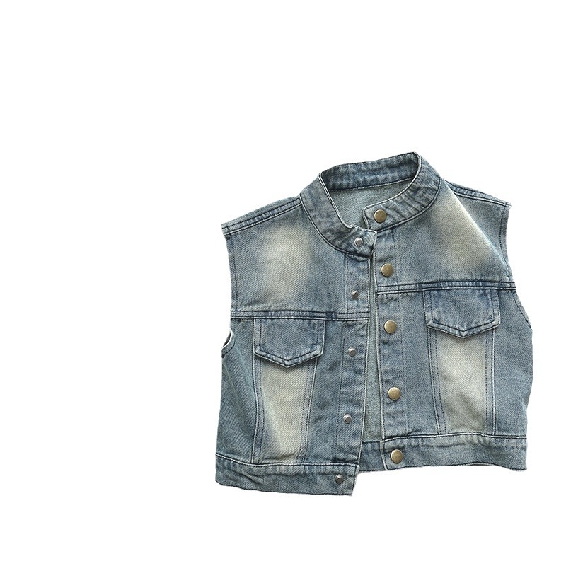 Chaleco Vaquero Retro Primavera 2025, Chaleco Informal Versátil para Niños y Niñas, Estilo Coreano, Ropa Moderna para Niños