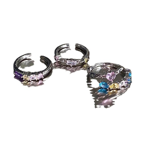 Ring for Women, Light Luxury, Unconventional Design, High-End, Unique, Colorful Zirconia, Sweet and Cool, Contrast Colors, Dreamy Rainbow Open Finger Ring