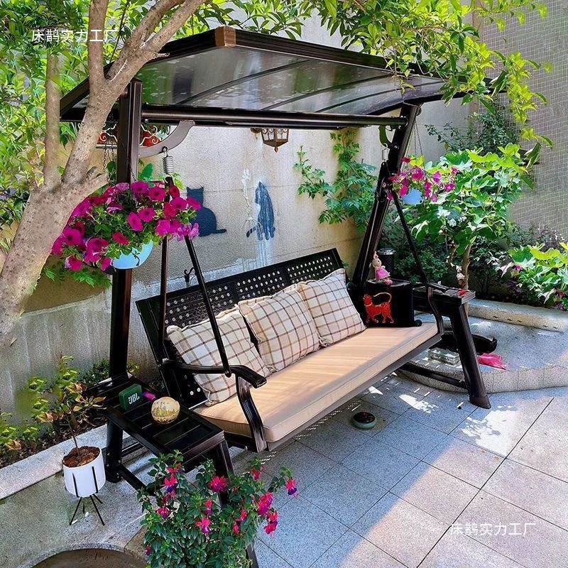 Outdoor Double Hammock Swing Courtyard Swing Outdoor Indoor Courtyard Cradle Home Garden Iron Rocking Chair