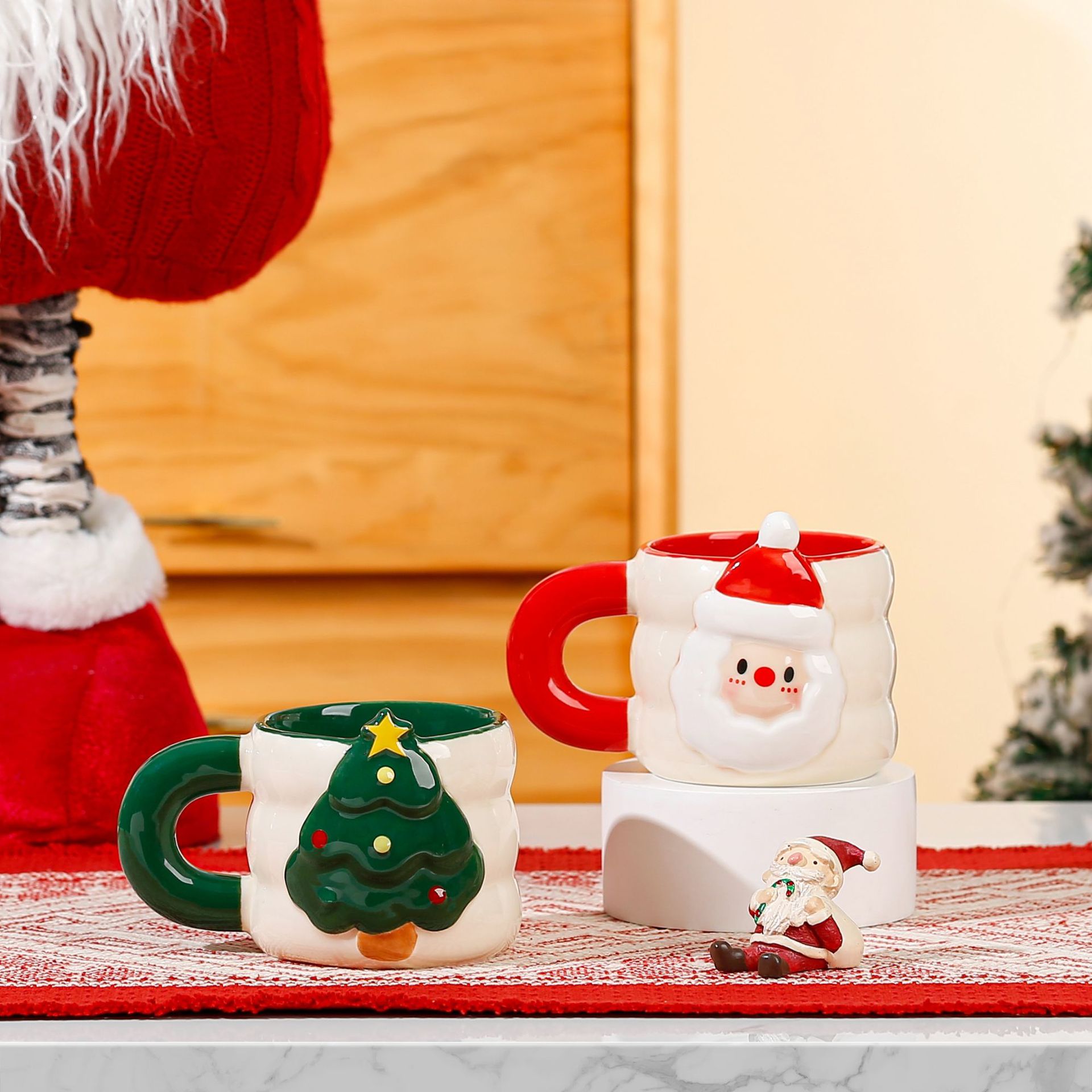 1 Piece Quantity Christmas Cute Christmas Tree Santa Claus Ceramics Mug 1 Piece