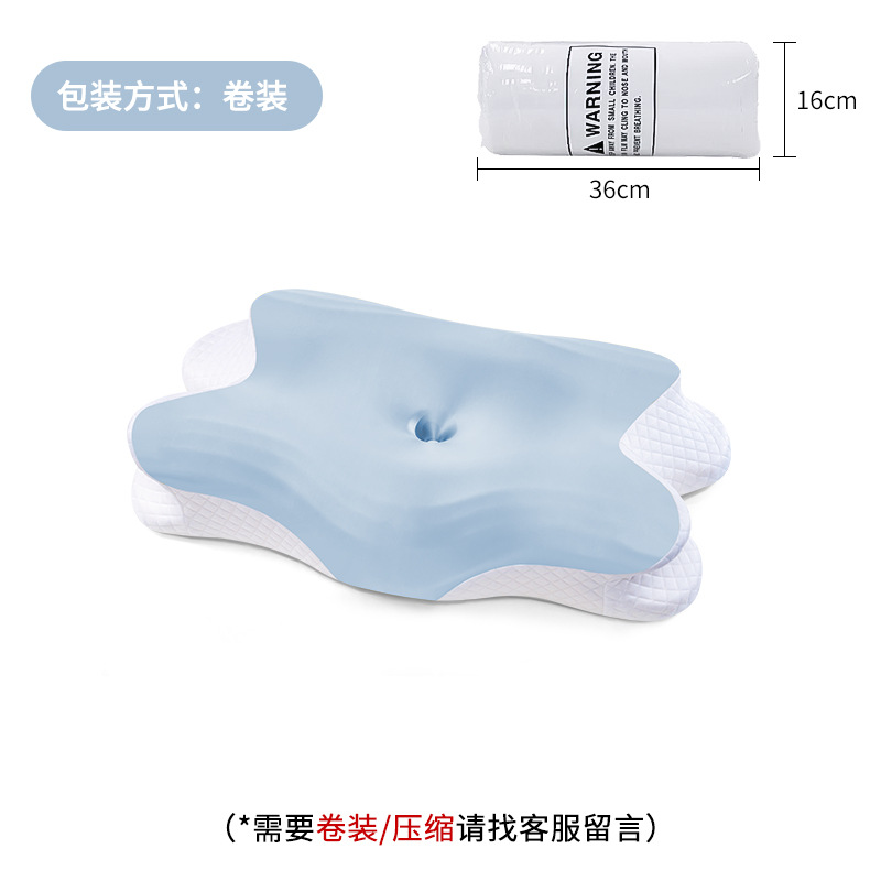 Almohada de espuma viscoelástica Amazon, almohada de espuma viscoelástica de alta calidad que no se desmorona, almohada en forma de mariposa de clase A, almohada de soporte para el cuello, tejido de punto de rebote lento.
