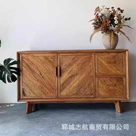 实木餐边柜客厅原木玄关柜老榆木靠墙储物柜简易收纳柜客厅装饰柜