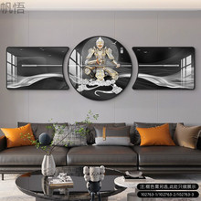 斗战胜佛装饰画齐天大圣客厅沙发背景墙挂画孙悟空挂画三联装饰画