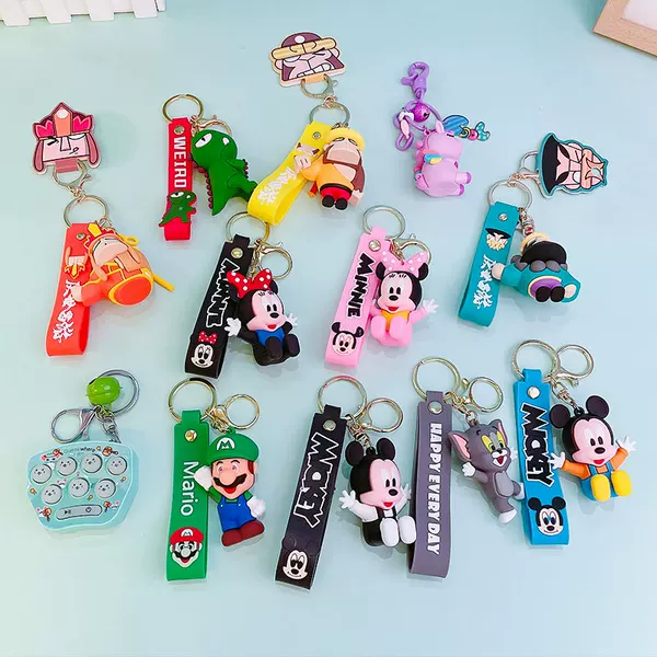 Creative Cartoon Keychain Doll Machine Figurine Cute Couple Bag Pendant Car Blind Box Ornament Gift Wholesale