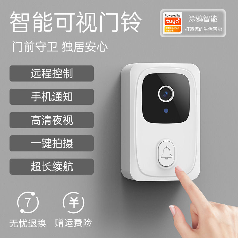 ビデオインターホンドアベル Tuya WiFi 低電力ワイヤレススマートドアベルホーム長距離ナイトビジョン双方向インターホン|undefined