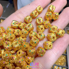 古法金魔方桶珠镂空隔珠散珠s925纯银镀金水晶手链DIY银饰品配件
