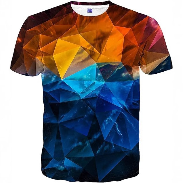 Venta caliente transfronteriza europea y americana impresión digital 3D para hombres, personalidad de la calle de verano, camiseta suelta de manga corta con cuello redondo transpirable