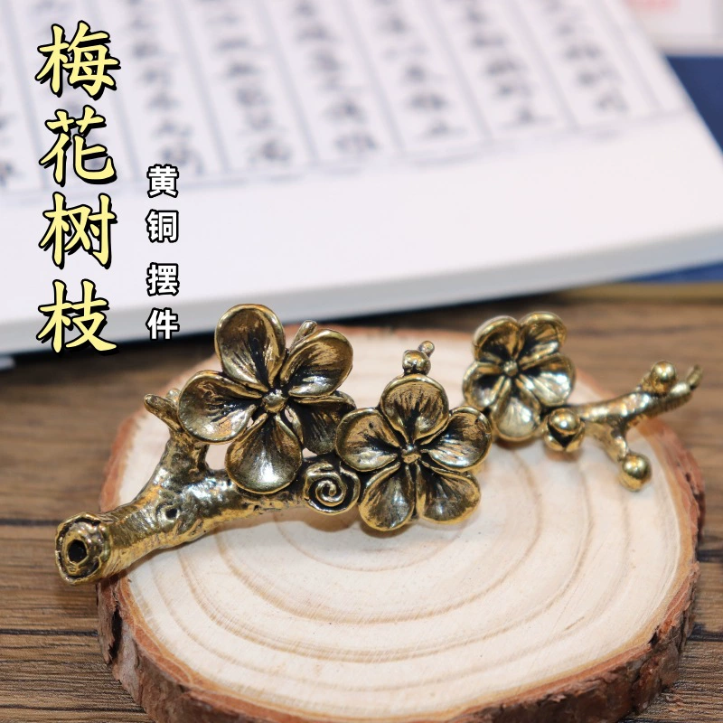 Латунные украшения в виде ветки сливового дерева для декора дома и офиса, настольные украшения, чайные игрушки, латунные изделия, оптовая продажа