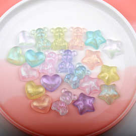 厂家新款DIY手作材料滴胶手机壳贴人鱼姬炫彩透明亚克力爱心小熊