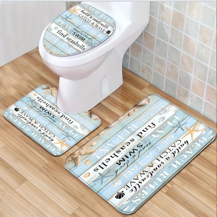 Nuevas alfombras de dibujos animados transfronterizos inodoro alfombras de baño de tres piezas decorativas alfombras resistentes a la suciedad alfombras de suelo fáciles de cuidar