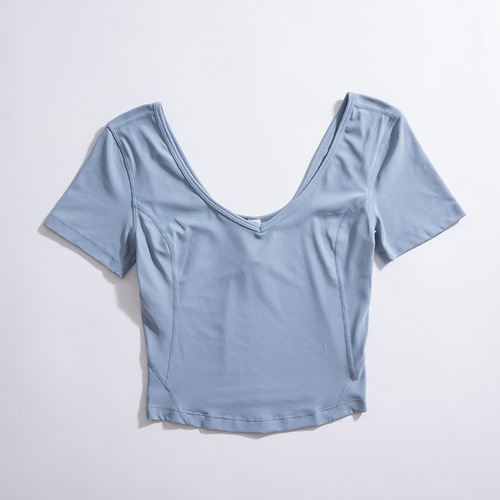 Align tee yoga short-sleeve sporty tight nude feeling T-shirt sexy slimming quick-drying fitness beauty back top thin model