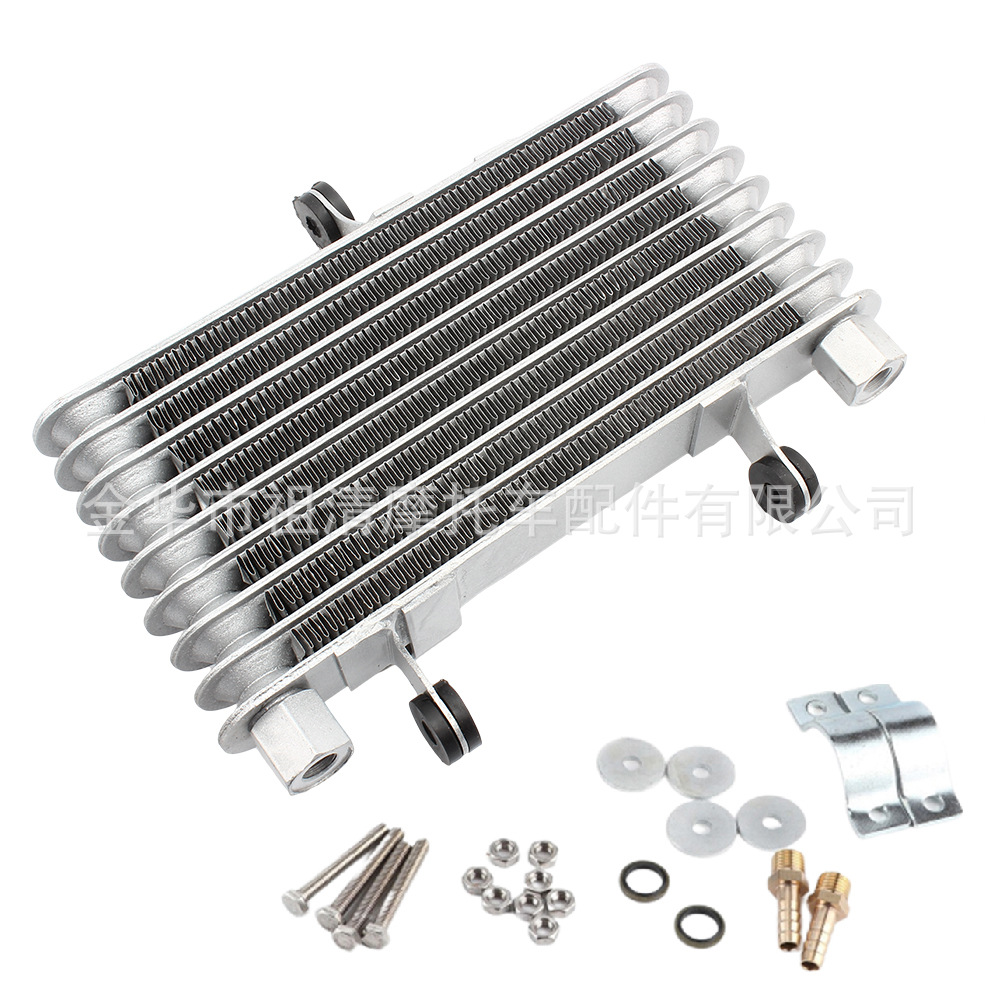 Motorcycle engine heat dissipation Universal Oil Cooler 8 rows cooling radiator replacement parts heat sink + oil pipe screw