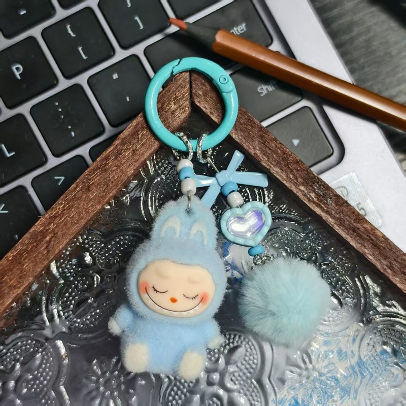 植绒迷你Labu拉布布无娃钥匙扣搪胶萌粒遛娃包包手机挂件可爱挂饰|undefined