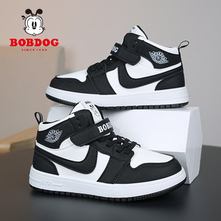 Babu Bean Children's Shoes Children's Board Shoes Panda Shoes Autumn and Winter Leather Waterproof Mid-top Shoes for Boys and Girls Casual Shoes