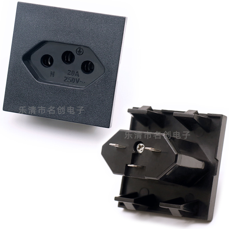 巴西三孔卡式电源插座 AC电源插座 20A 250V