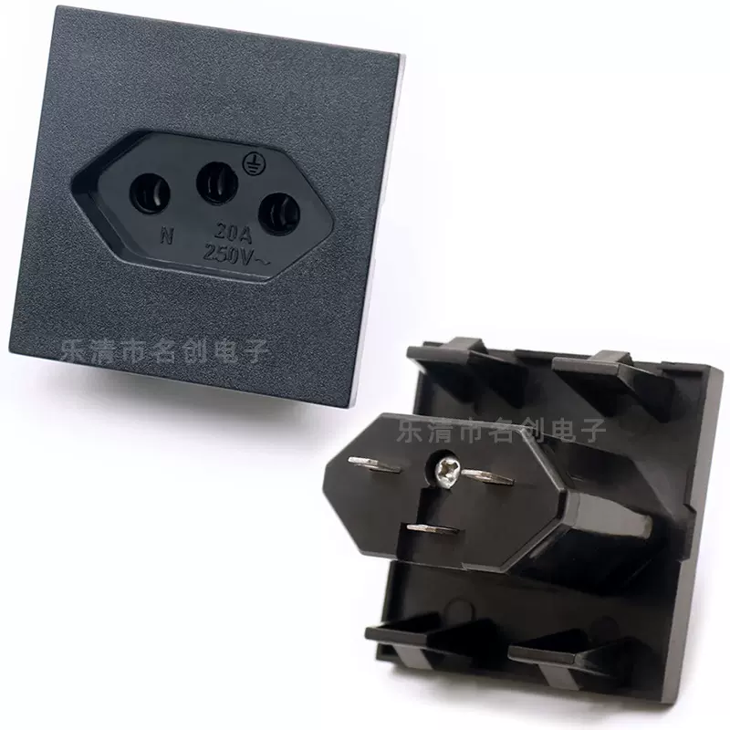 巴西三孔卡式电源插座 AC电源插座 20A 250V
