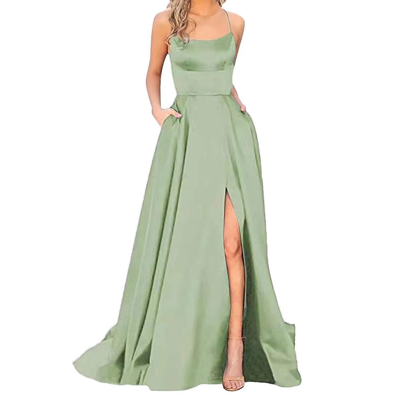 Vestidos largos de dama de honor estilo europeo y americano 2026, vestidos de noche adelgazantes con hombros descubiertos para mejores amigas, vestidos de noche de moda para grupos de damas de honor de Amazon.
