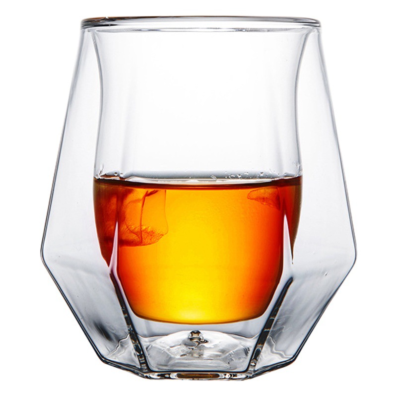 Nuevo estilo whisky copa de vino estilo europeo creativo transfronterizo copa de vino de vidrio doble capa copa de vino casera caja de regalo cilíndrico embalaje