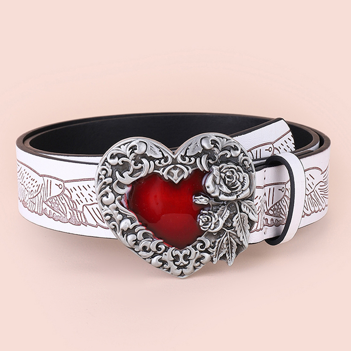 200g Weight Belt Classification 1 Piece Quantity Holiday, Daily Occasion Pu Leather, Alloy Material Heart Shape Pattern Women's Gender Cartoon Style, Sweet, Simple Style Style Cartoon Style Sweet Simple Style Heart Shape Pu Leather Alloy Women's Leather Belts 12