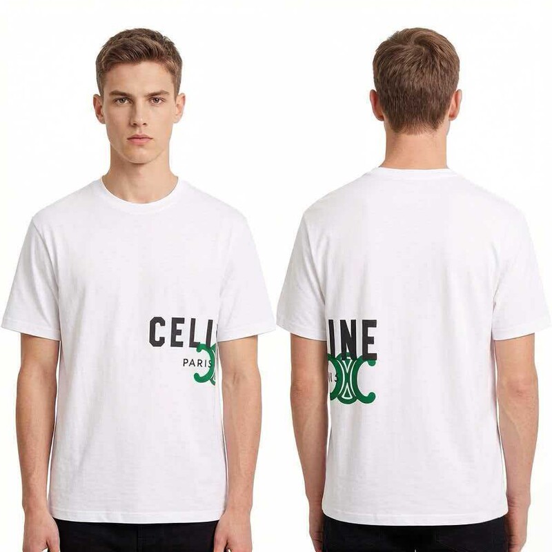 Cross-border high-end trendy brand authentic Celine CE style loose-fitting versatile short-sleeve T-shirt for men and women, suitable for couples Cross-border high-end trendy brand authentic Celine CE style loose-fitting versatile short-sleeve T-shirt for men and women, suitable for couples