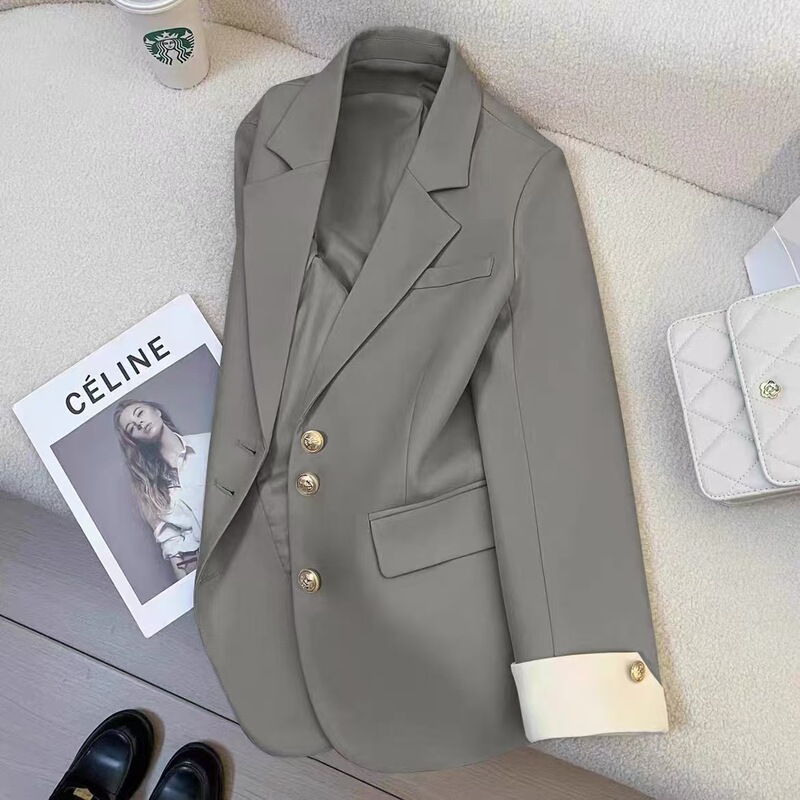 Casual Suit Jacket Women's New Korean Style Spring and Autumn Suit Casual Women's Small Suit Black Foreign Trade Cross-Border