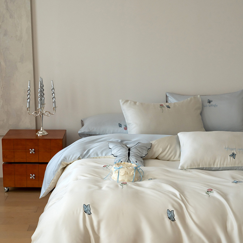 Summer Romantic Butterfly Tencel Duvet Cover Set Double Sided_voghion.com