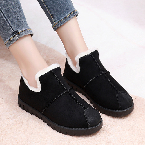Fashionable snow boots  winter cross-border new style thickened and warm mother's shoes slip-on plus velvet foreign trade cotton shoes for women