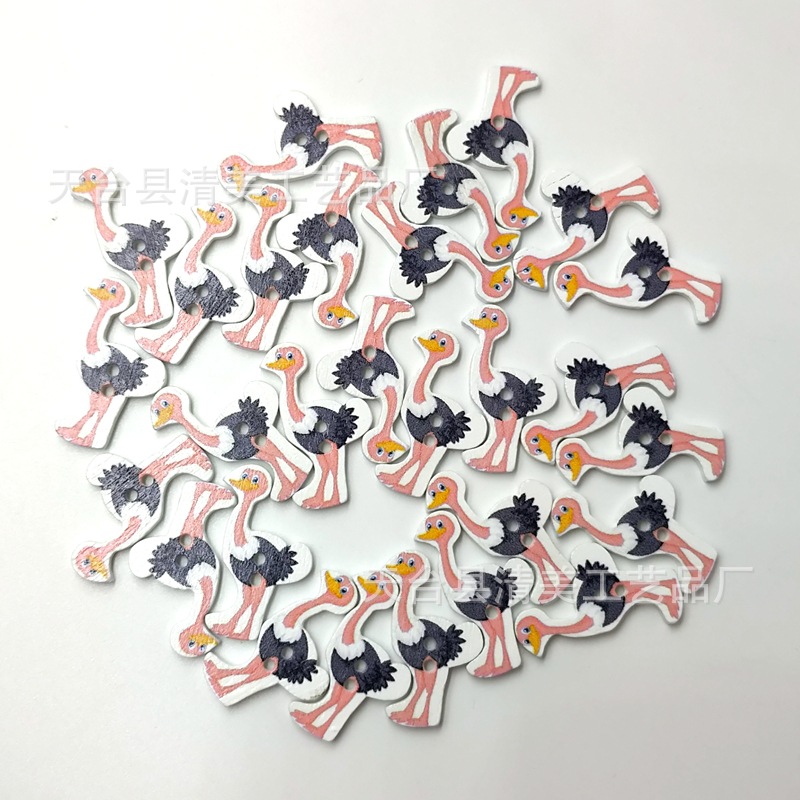 Botón de dibujos animados de madera colorido/ojos grandes/botón de avestruz pintado accesorios de ropa hechos a mano