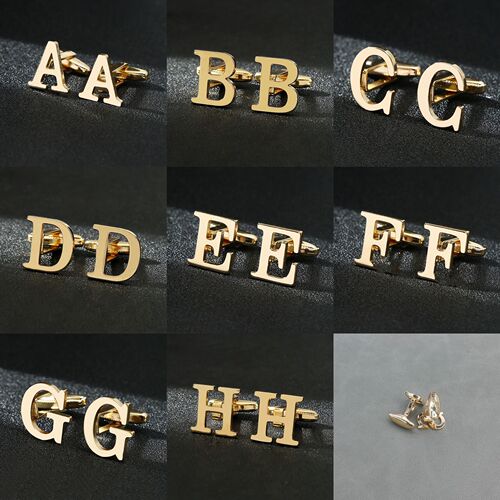 Iron hollow cufflinks factory wholesale men's gold letter sleeve studs shirt suit clothing accessories buttons Cufflink