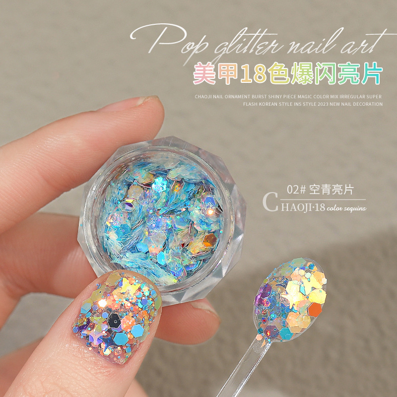 Explosive Glitter Nail Art Sequins 2026 Trendy Laser Mixed Palette Starburst Butterfly Nail DIY Decorations Wholesale