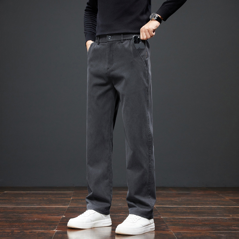 Men's Pants 2026 Spring and Autumn New Style Fleece-Lined Thickened Men's Casual Pants Loose Straight-Leg Warm Men's Long Pants