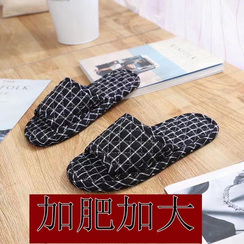 Клетчатая хлопчатобумажная ткань, супер мягкие домашние бесшумные мягкие тапочки с мягкой подошвой, которые можно стирать в машине, модные домашние толстые тканевые тапочки большого размера, фабрика