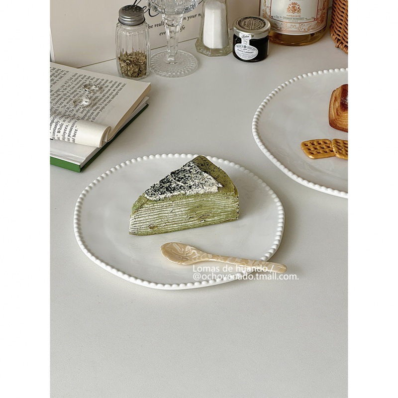 ins風簡約西餐廳擺盤純白不規則甜品盤蛋糕盤精緻高級感下午茶盤