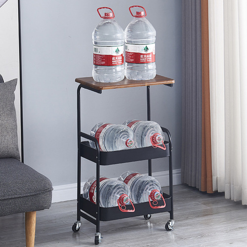 Trolley storage rack for vegetables, fruits, snacks, books, storage rack, living room, kitchen, trolley storage rack with table