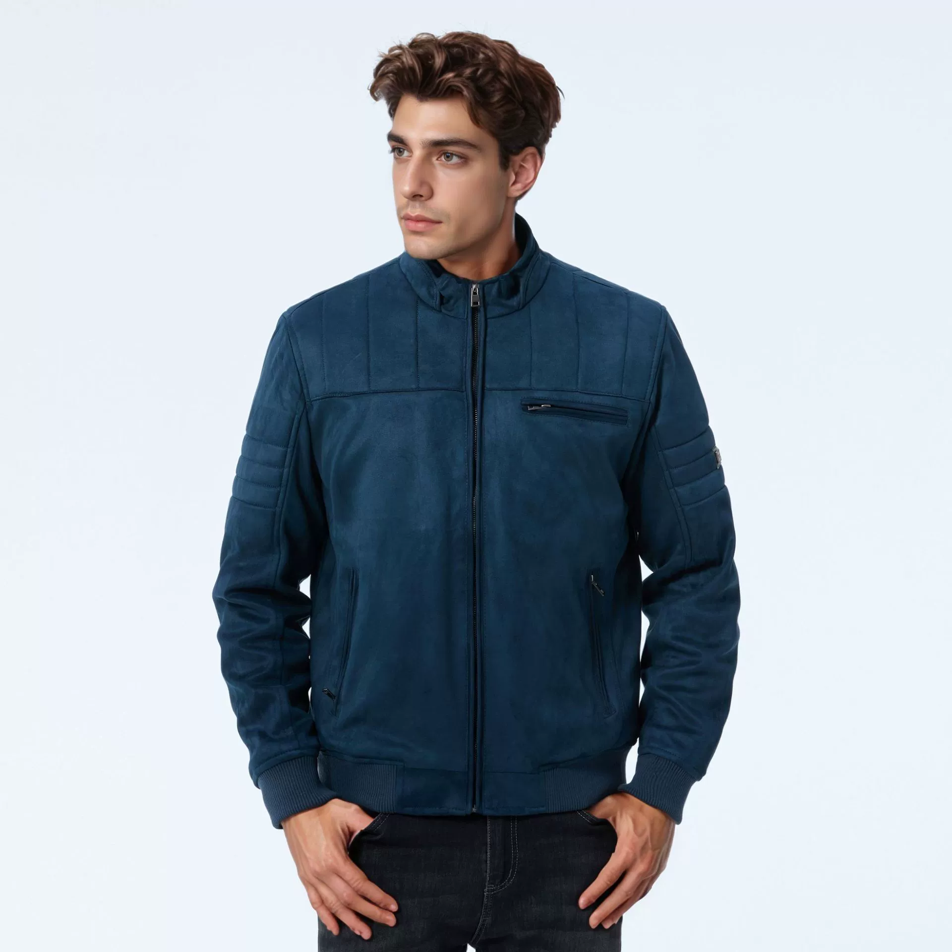 Демисезонная бархатная тёплая ретро куртка для отдыха, slim fit