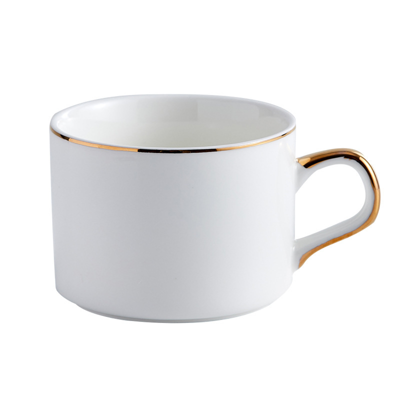 Simple hogar taza de café de cerámica y platillo traje tarde taza de té conjunto Oficina borde de oro flor creativa taza de té