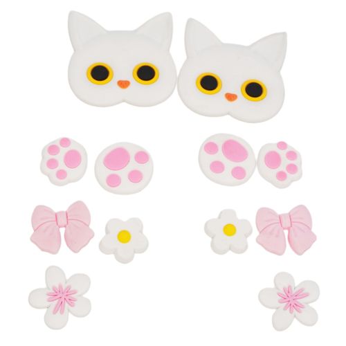 INS Cute Pink Cat Croc Shoes Flower DIY Decor PVC Hole Shoes Shoe Clips Accessory Slippers Parts