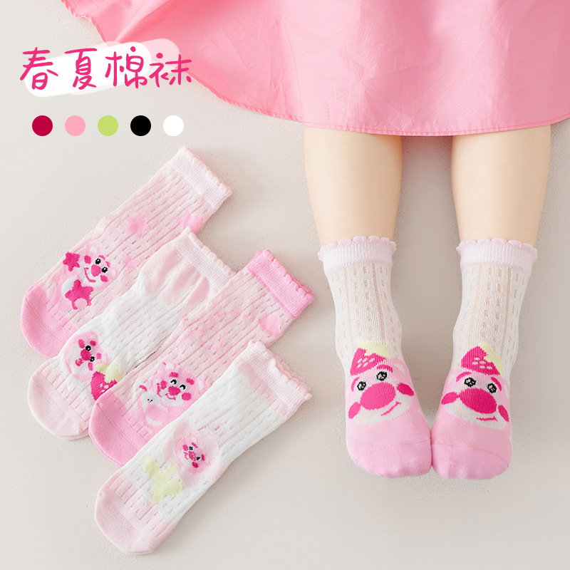 跨境春夏季新款女童襪子透氣輕薄高彈力兒童襪子中筒襪廠家批發