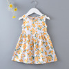 Summer skirt, small princess costume, beach dress, sleevless dress, floral print, 2024 years, children's clothing, A-line
